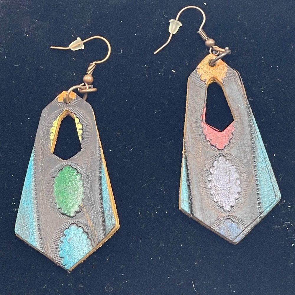 Handcrafted Geometric Drop Earrings with Multicolor Accents